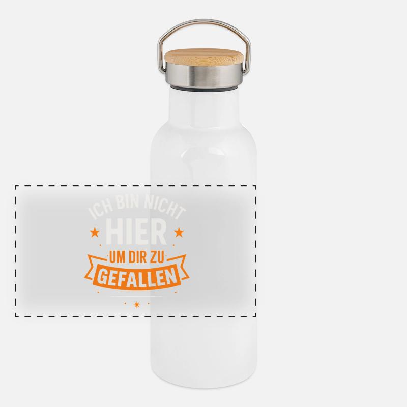 Ich bin nicht hier um dir zu gefallen – Statement  Panorama Thermosflasche mit Bambusdeckel