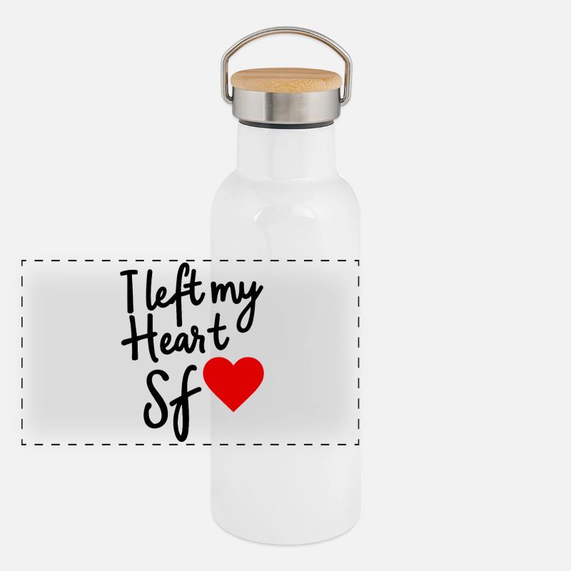 I Left my Heart San Francisco Liebe Panorama Thermosflasche mit Bambusdeckel