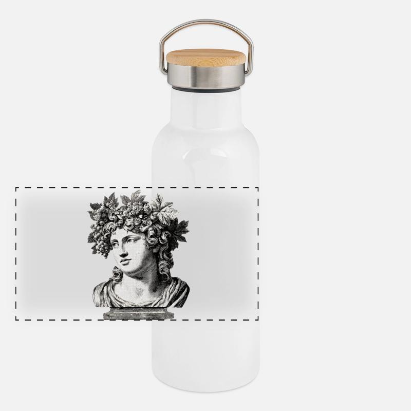 Buste antique Bacchus – Gravure classique Gourde isotherme avec bouchon en bambou