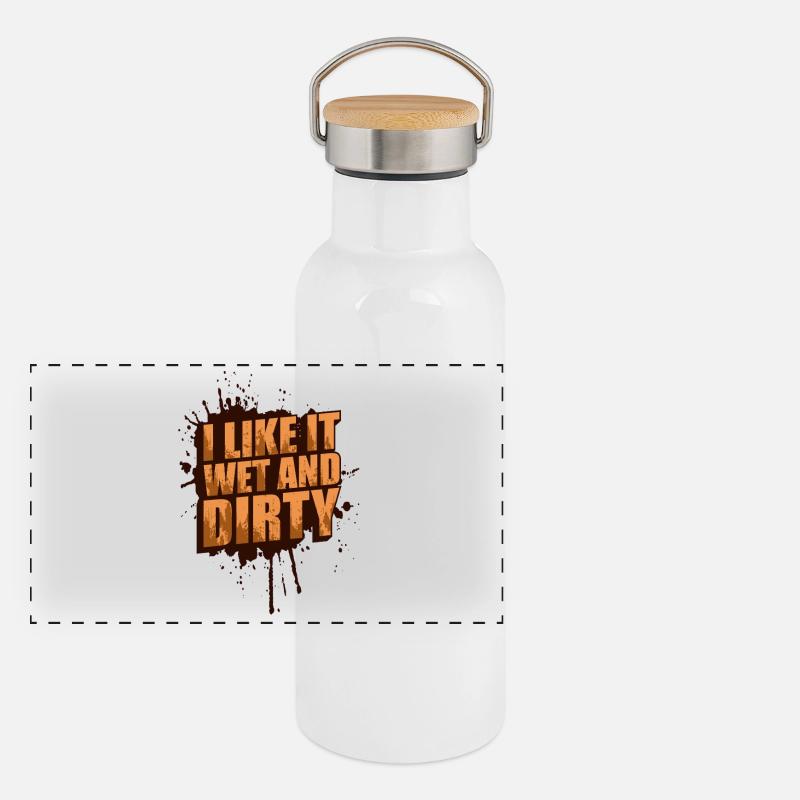 Wet and dirty Schlammlauf Mud Run Muddy Race Panoramic Thermal Bottle with Bamboo Lid