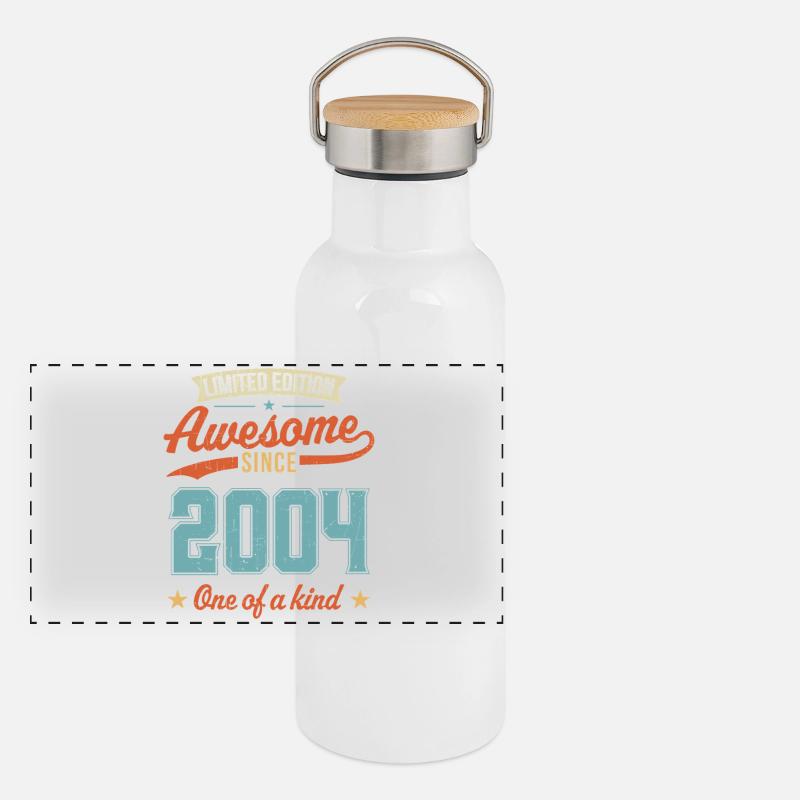 Genial seit 2004 Panorama Thermosflasche mit Bambusdeckel