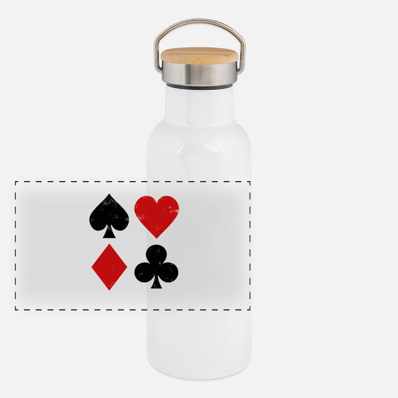 Spielkarten Geometrie Panorama Thermosflasche mit Bambusdeckel