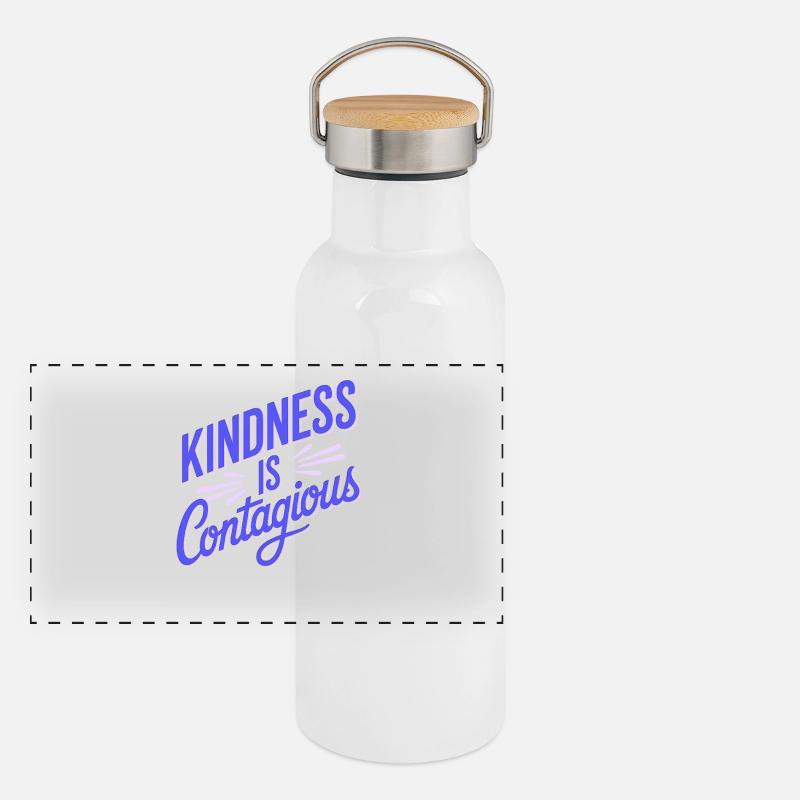 Kindness Is Contagious - Panoramic Thermal Bottle with Bamboo Lid - white