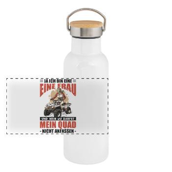 Du Darfst Mein Quad Nicht Anfassen - Panorama Thermosflasche mit Bambusdeckel - Weiß - Vorne