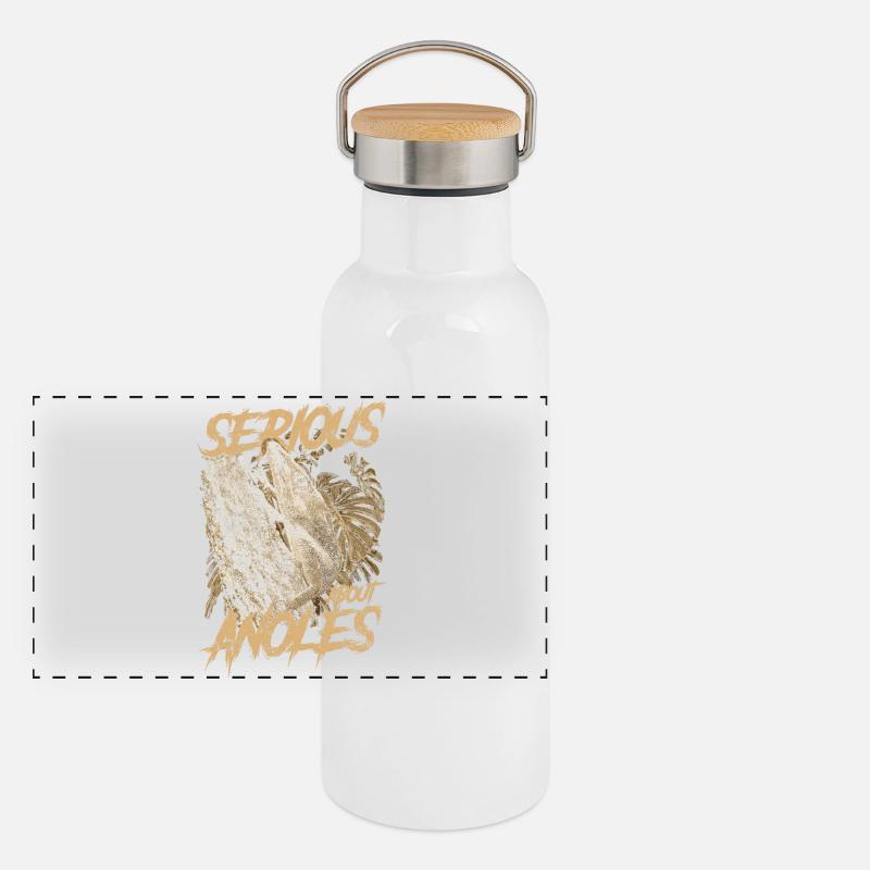 Ernsthaft über den kubanischen Ritter Anolis Reptilienhalter Panorama Thermosflasche mit Bambusdeckel