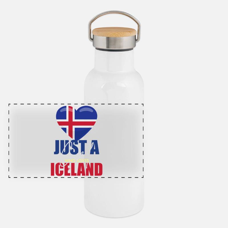 Iceland Heart Love Tee Panorama Thermosflasche mit Bambusdeckel