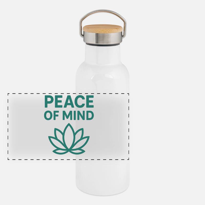 Frieden des Geistes Blatt-Design Panorama Thermosflasche mit Bambusdeckel