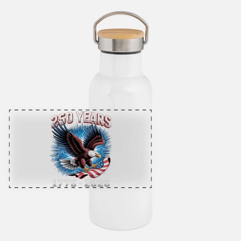 Aigle avec drapeau – 250 ans Gourde isotherme avec bouchon en bambou