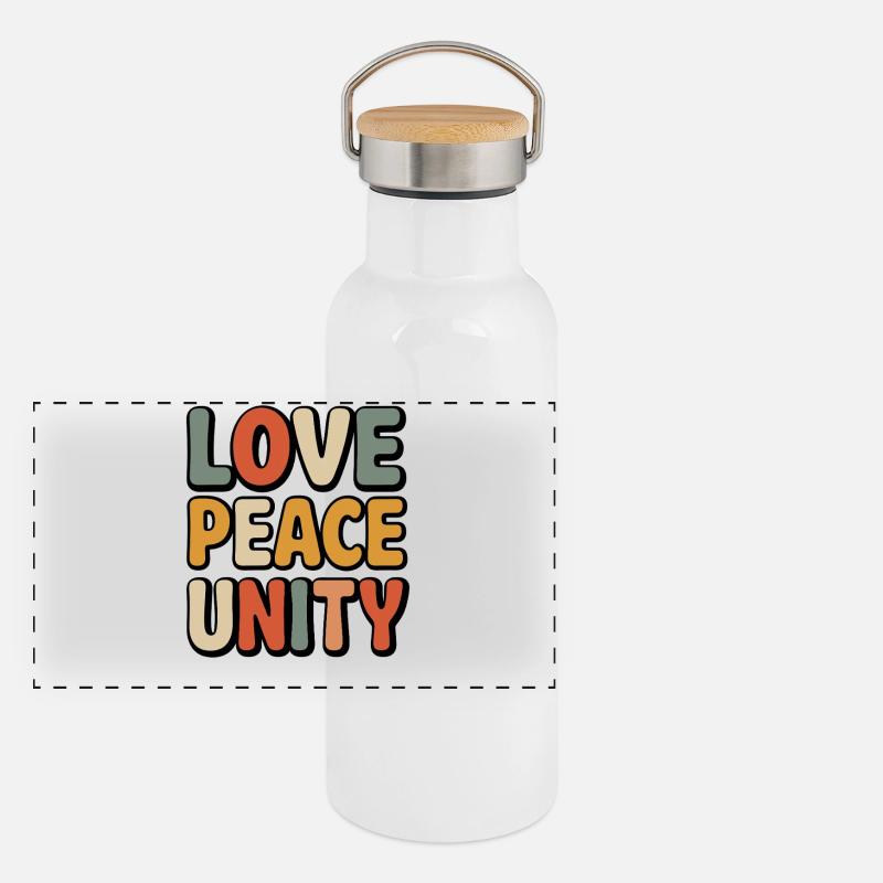 Wähle Freundlichkeit Beende Mobbing Panorama Thermosflasche mit Bambusdeckel