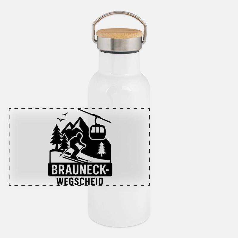 Brauneck Wegscheid Skis Gourde isotherme avec bouchon en bambou