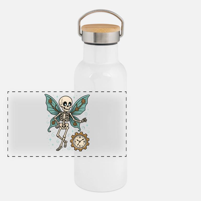 Mouvement papillon squelette Gourde isotherme avec bouchon en bambou