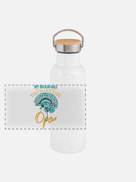 Lustiges Gehirn Anatomie - Panorama Thermosflasche mit Bambusdeckel - Weiß