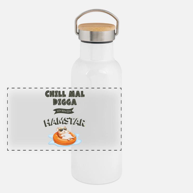 Chill mal Digga – Hamstar Fun Shirt Panoramic Thermal Bottle with Bamboo Lid
