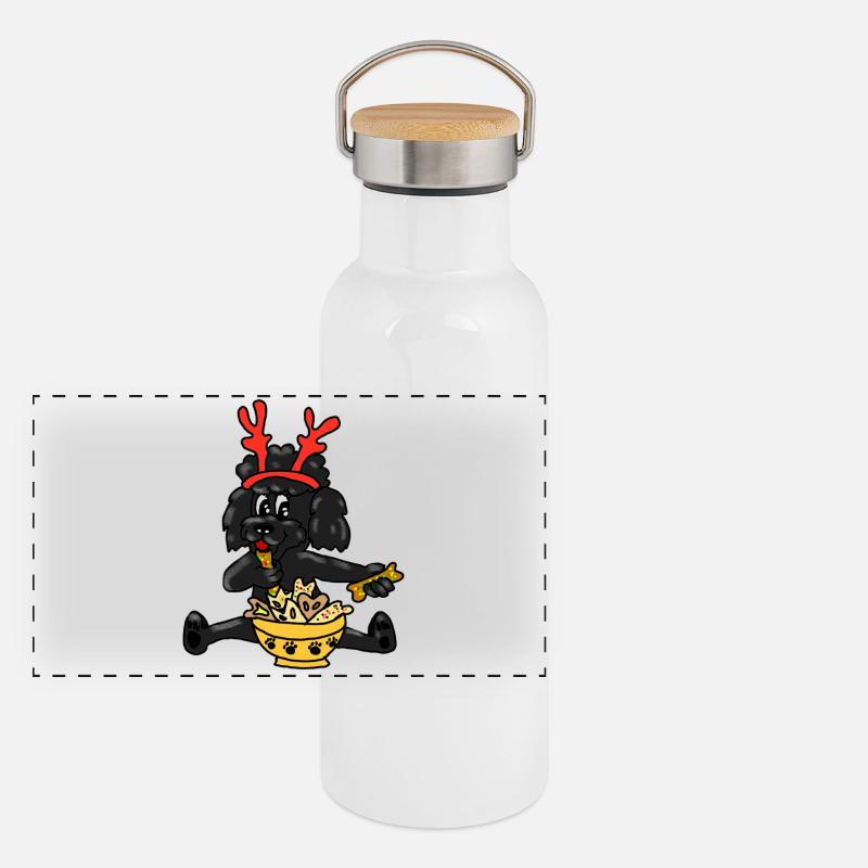 Caniche de Noël avec des bois Gourde isotherme avec bouchon en bambou