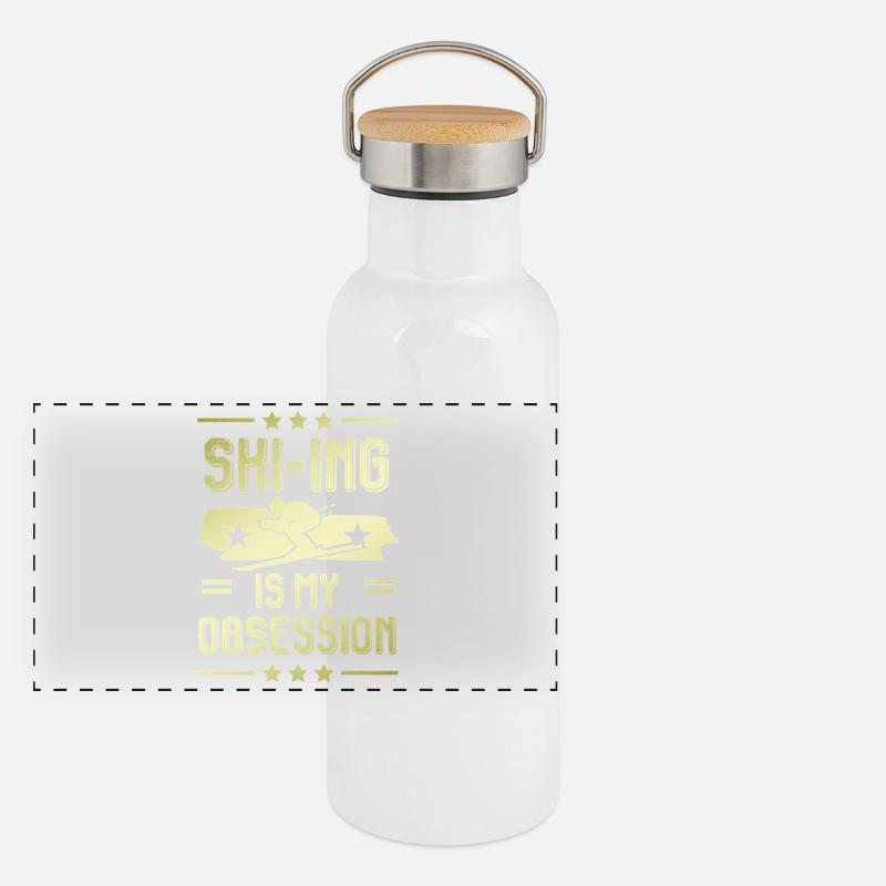 Ski Skiing Gourde isotherme avec bouchon en bambou