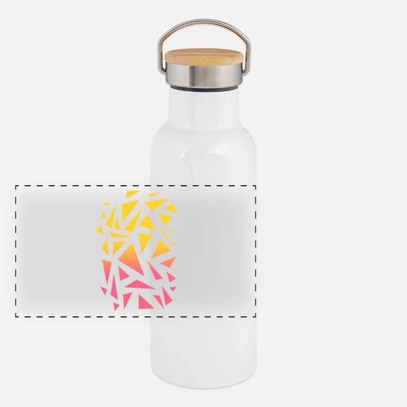 Triangle Pattern - Yellow Red Panoramic Thermal Bottle with Bamboo Lid