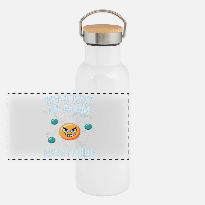 Funny Physics Shirt – Don't Trust an Atom Saying Panoramic Thermal Bottle with Bamboo Lid