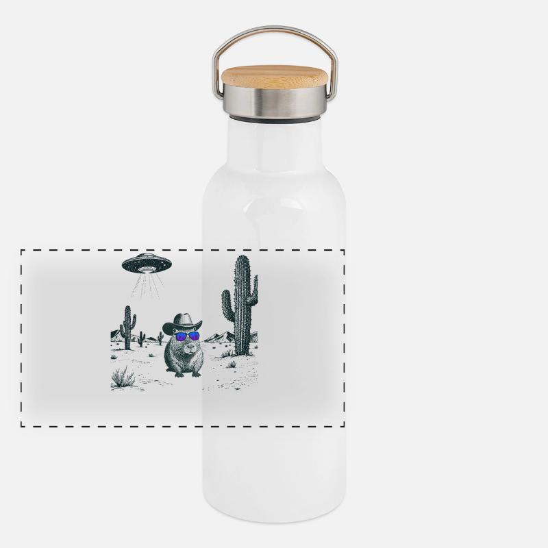 Desert Capybara Panoramic Thermal Bottle with Bamboo Lid