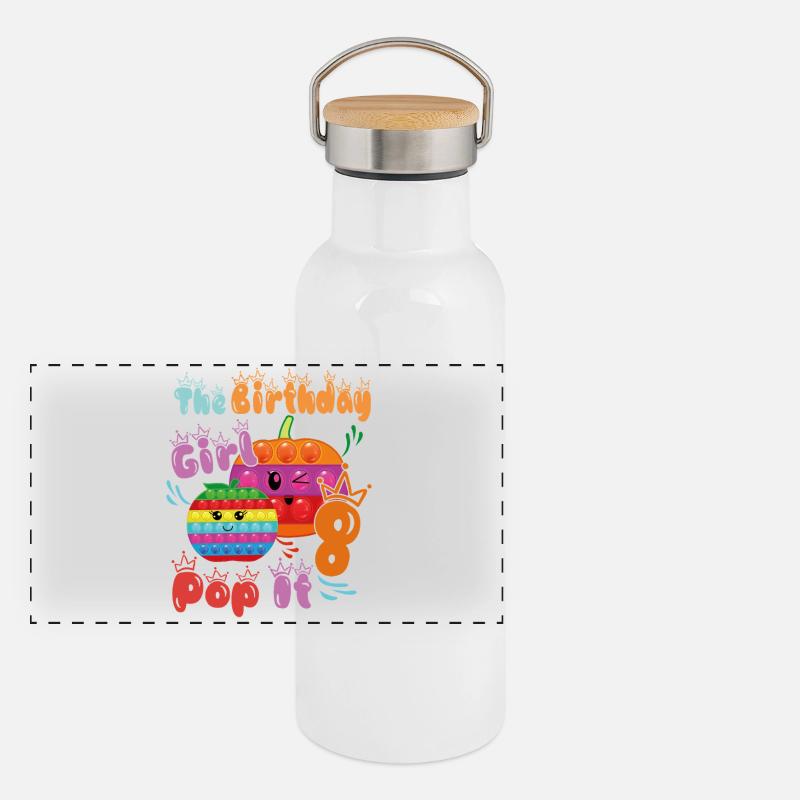 Das Geburtstagskind Pop-It 8 Panorama Thermosflasche mit Bambusdeckel