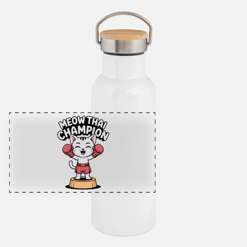 Champion de Thaï Miaou Gourde isotherme avec bouchon en bambou