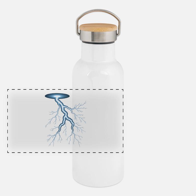 Blitz Blitzschlag Gewitter Strom Sturm Panorama Thermosflasche mit Bambusdeckel