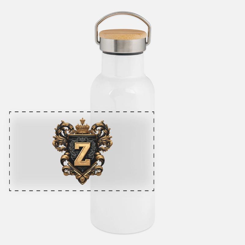 Z Letter Name Crown Panoramic Thermal Bottle with Bamboo Lid