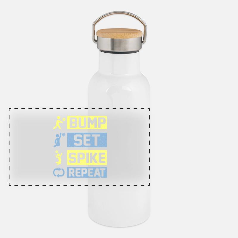 Bump Set Spike Repeat Volleyball Panoramic Thermal Bottle with Bamboo Lid