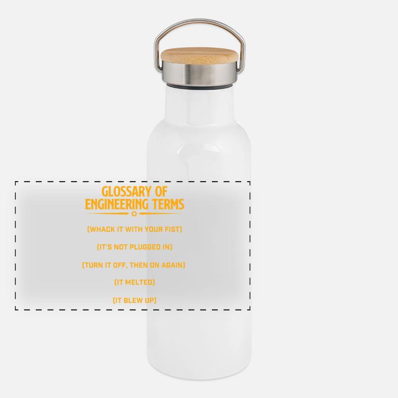 Glossar der technischen Begriffe Lustige Mechanik Panorama Thermosflasche mit Bambusdeckel