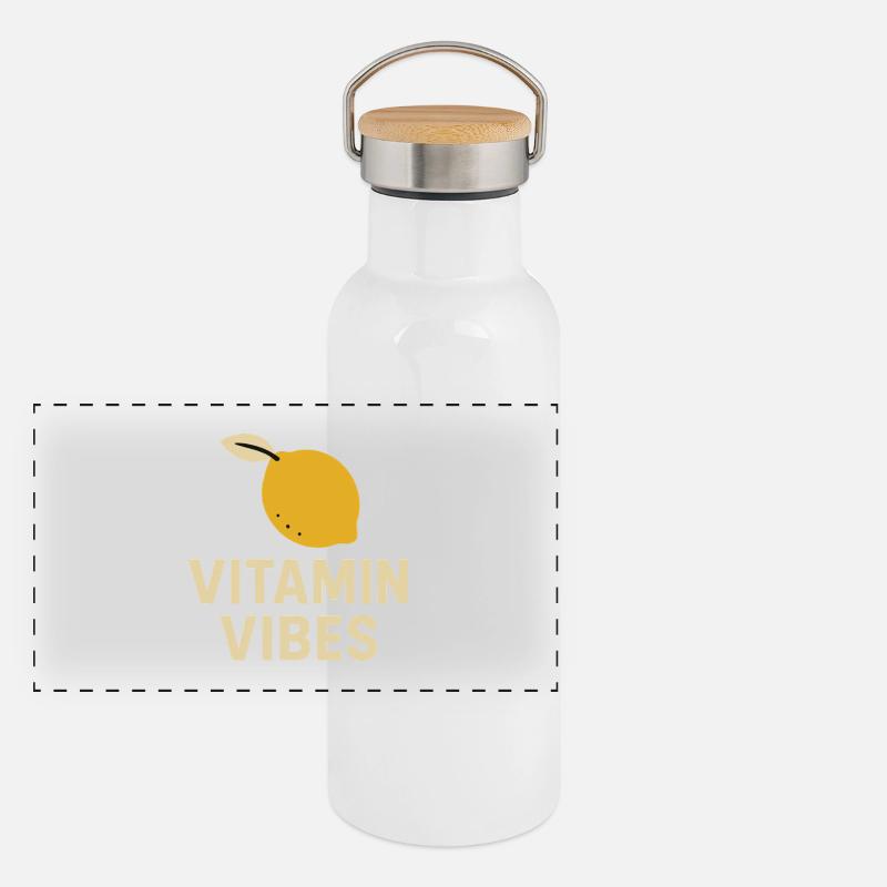 Vitamin Vibes – Zitrone Design mit Sommerfeeling Panorama Thermosflasche mit Bambusdeckel