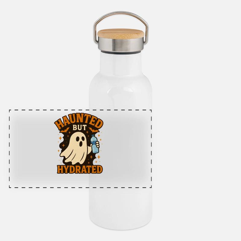 Fantôme hanté mais hydraté, Halloween Gourde isotherme avec bouchon en bambou