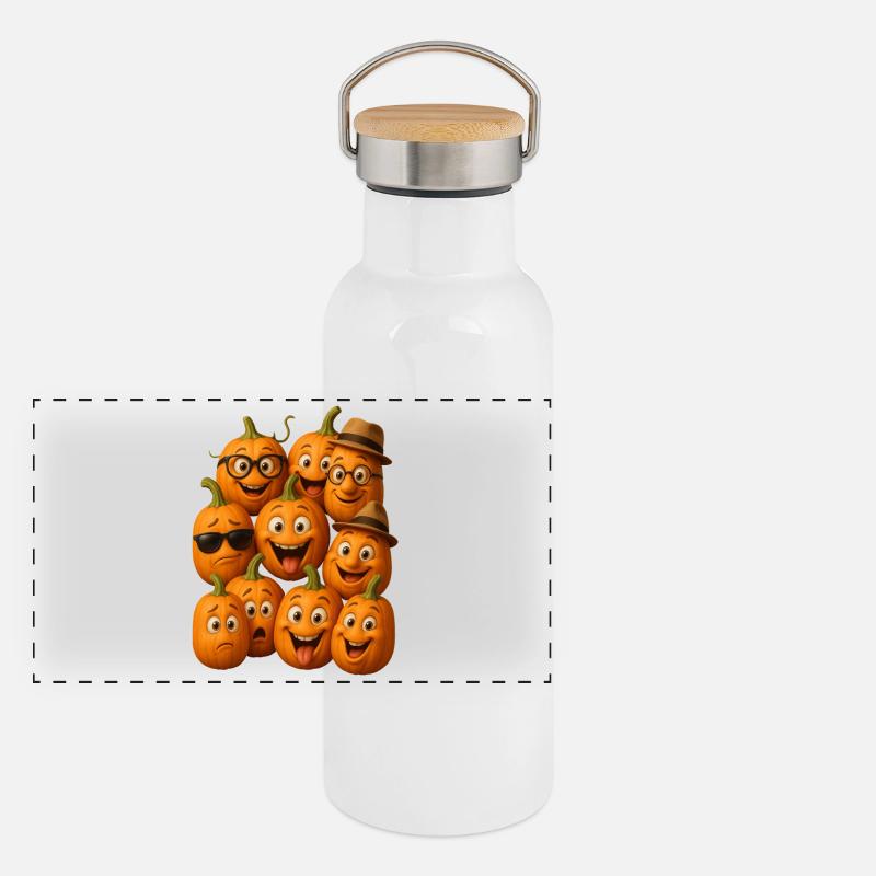 Défilé des visages de citrouilles Gourde isotherme avec bouchon en bambou