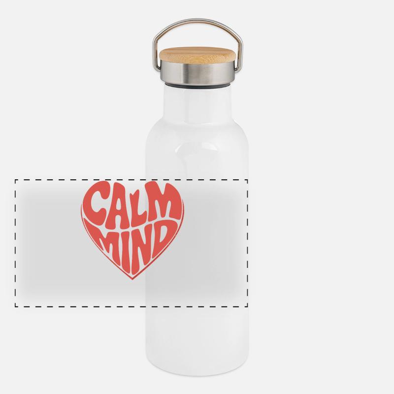 Calm Mind – Retro Heart Design Panoramic Thermal Bottle with Bamboo Lid