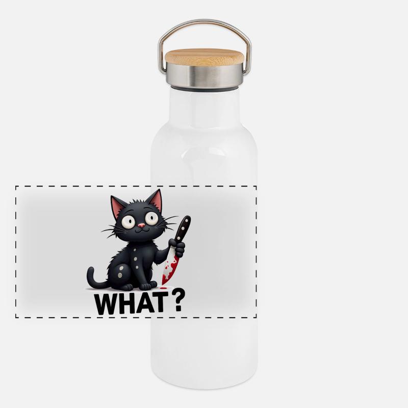 QUOI? Chat tueur Gourde isotherme avec bouchon en bambou