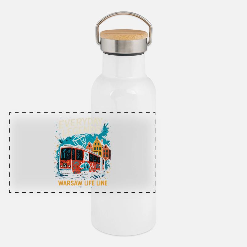 Everyday Legends Warsaw Tram Design Panoramic Thermal Bottle with Bamboo Lid