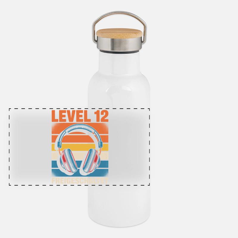 Geburtstag Level 12 Freigeschaltet Panorama Thermosflasche mit Bambusdeckel
