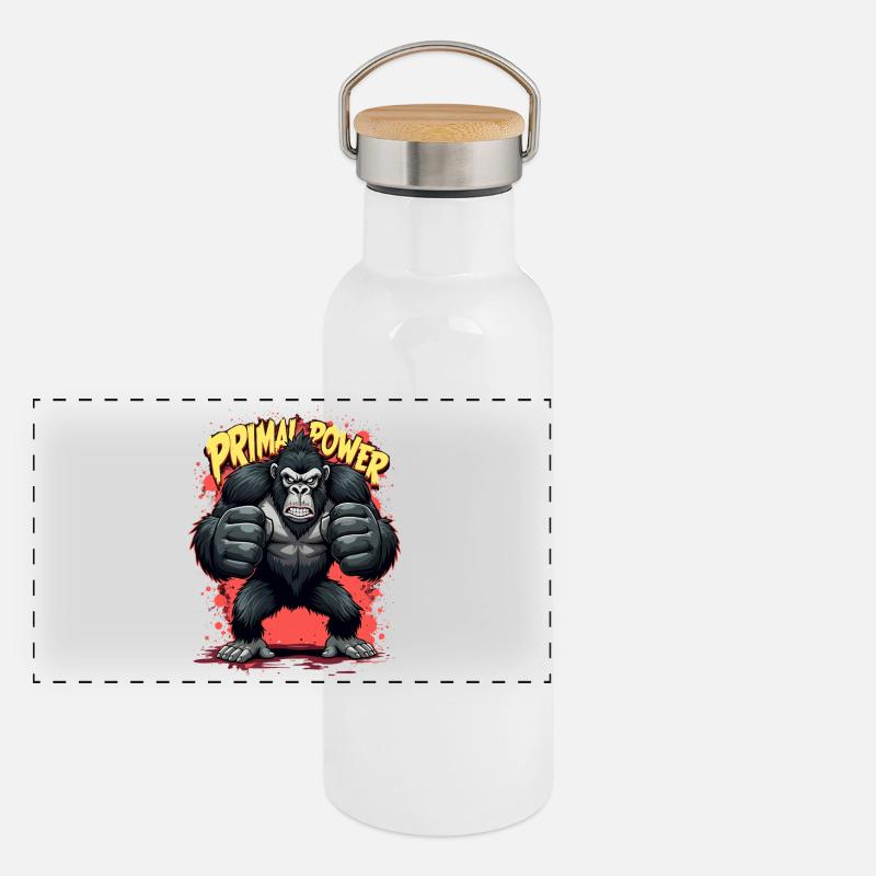 Imprimé Primal Power Gorila Gourde isotherme avec bouchon en bambou