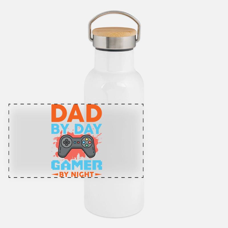 Father by day Gamer by night Panoramic Thermal Bottle with Bamboo Lid
