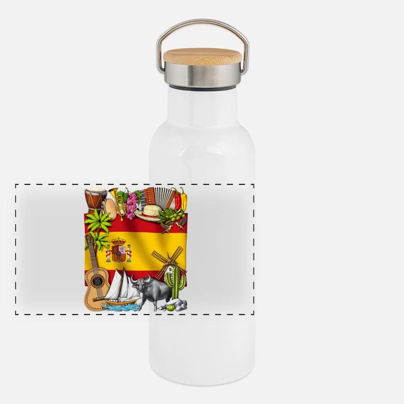 Spain Panoramic Thermal Bottle with Bamboo Lid