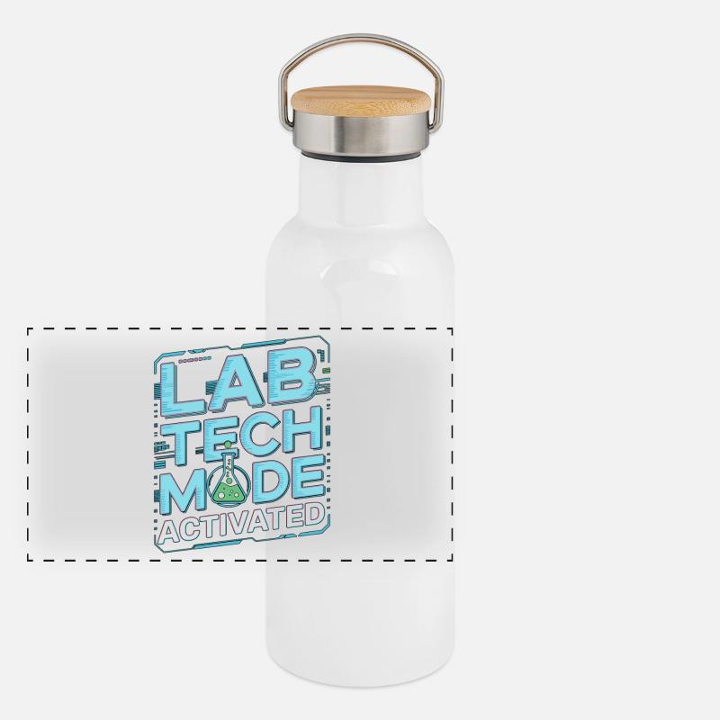 Lab Tech Mode Activated Medical Lab Phlebotomy Panorama Thermosflasche mit Bambusdeckel