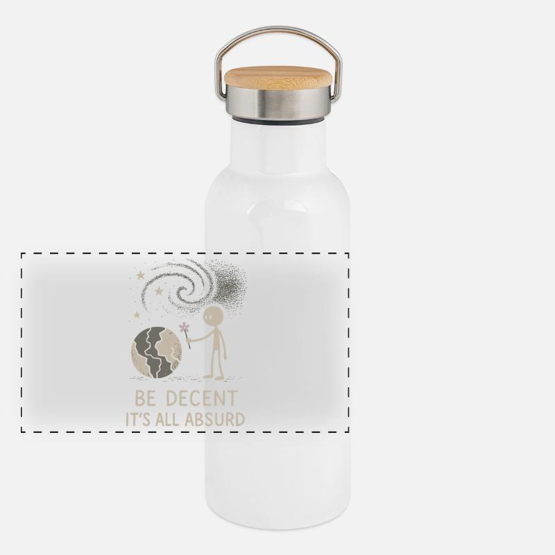Ethical nihilism, existential humor, Panoramic Thermal Bottle with Bamboo Lid