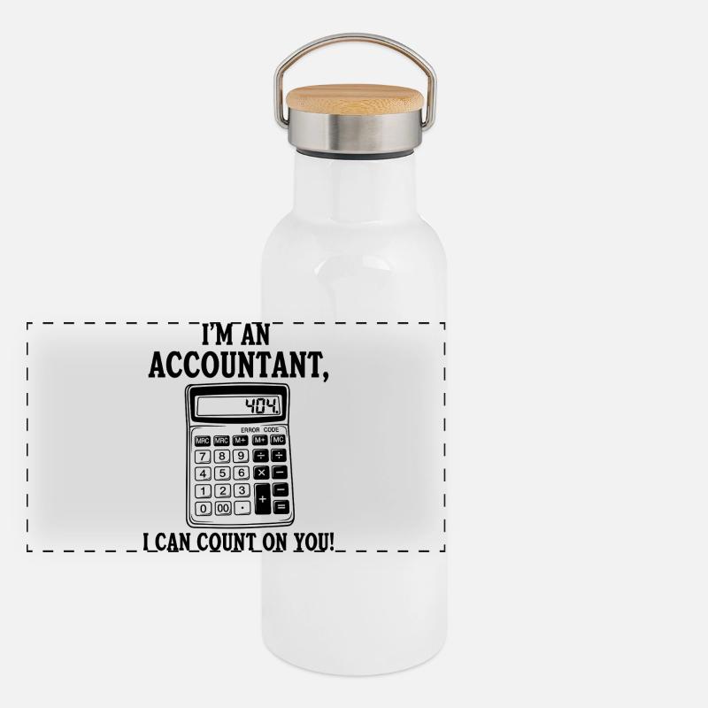 Graphique du comptable Comptez sur vous Gourde isotherme avec bouchon en bambou