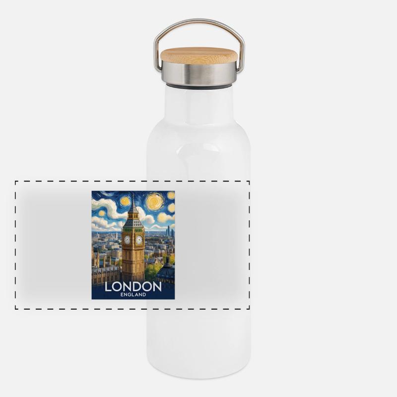 Londres Gourde isotherme avec bouchon en bambou