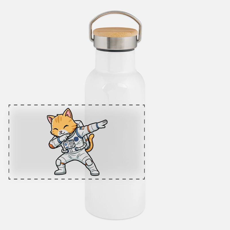 Astronaute Chats Dab Gourde isotherme avec bouchon en bambou
