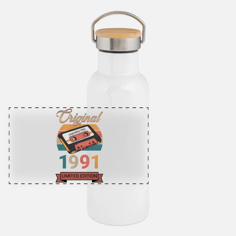 Cadeau d’anniversaire original 1991 en édition limitée Gourde isotherme avec bouchon en bambou