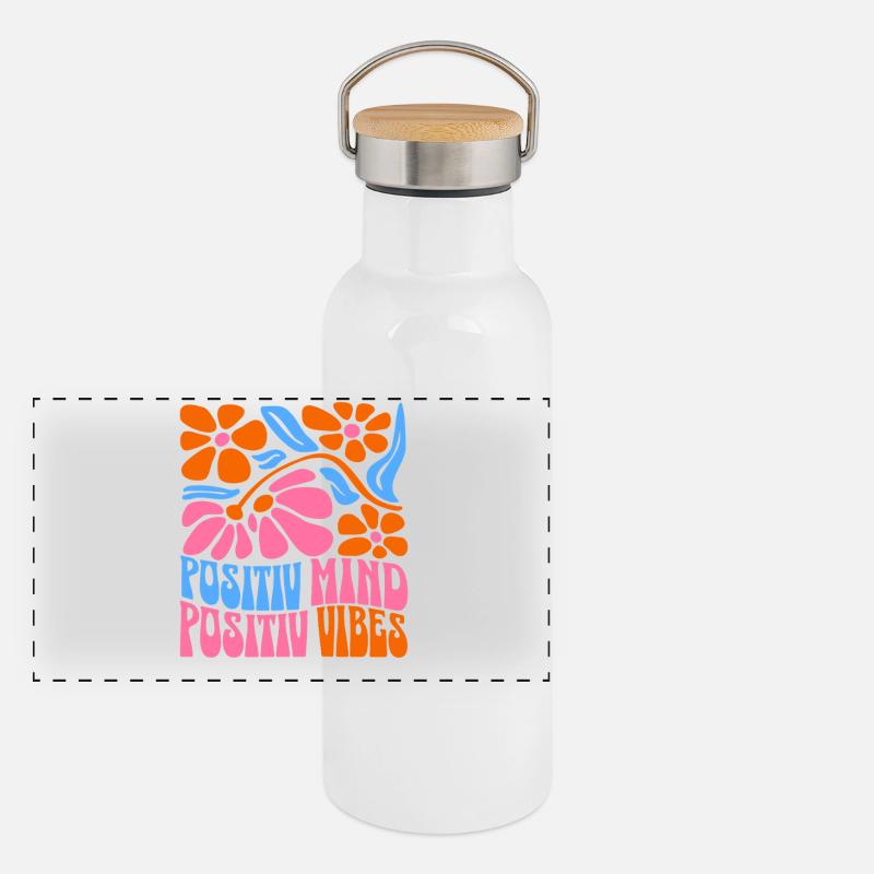 Positiver Geist Positive Vibes Gourde isotherme avec bouchon en bambou