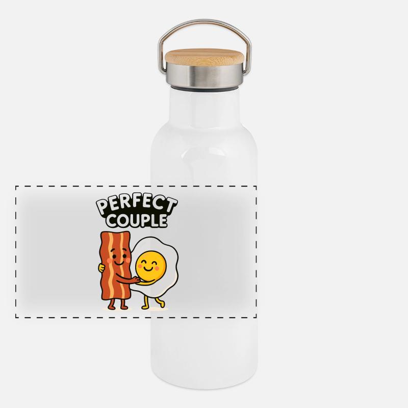 Parfait Couple bacon oeuf Petit-déjeuner Gourde isotherme avec bouchon en bambou