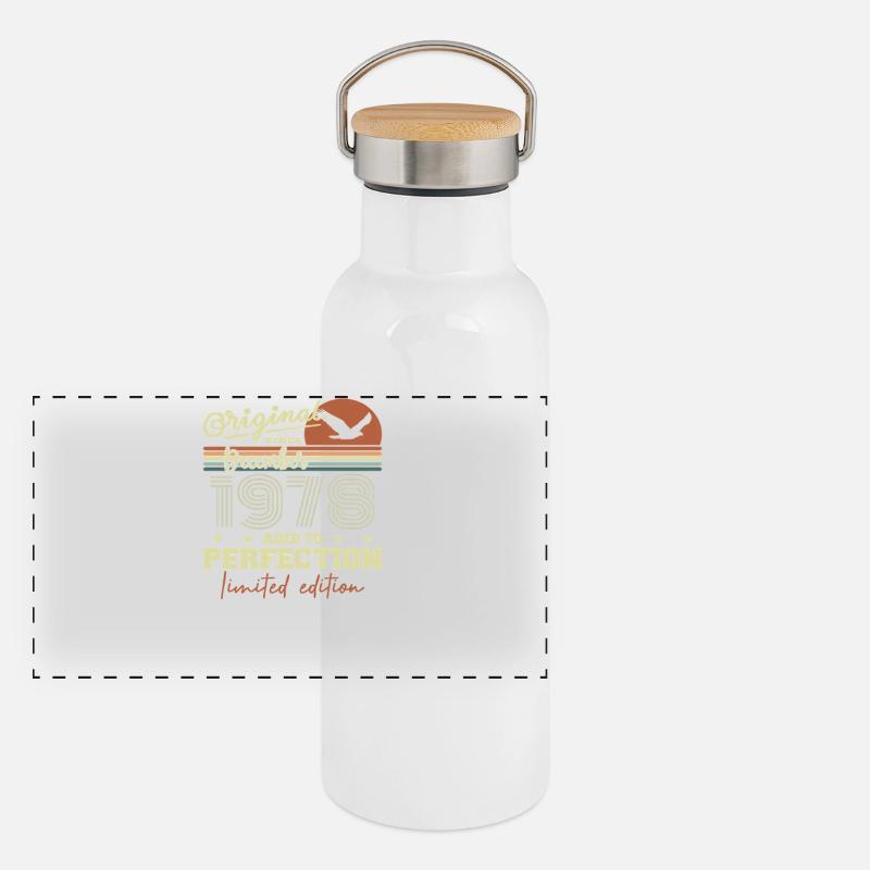 47. Geburtstag | Original Dezember 1978 Panorama Thermosflasche mit Bambusdeckel
