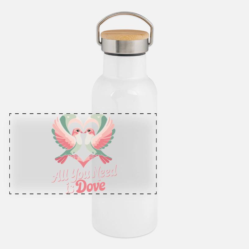 Jeu De Mots Oiseau Tourterelle Humour Gourde isotherme avec bouchon en bambou