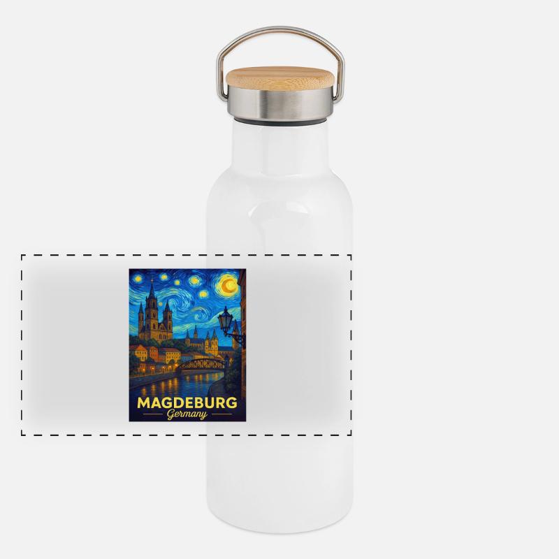 Panorama Thermosflasche mit Bambusdeckel
