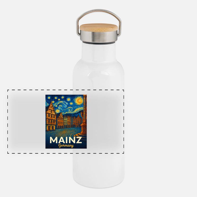 Panorama Thermosflasche mit Bambusdeckel